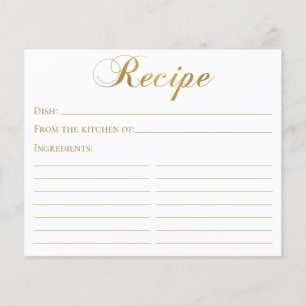 Cartão de Receita de Chá de Noiva em Letra Elegant