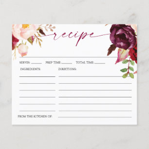 Cartão de Receita de Chá de Noiva Floral Boho Borg