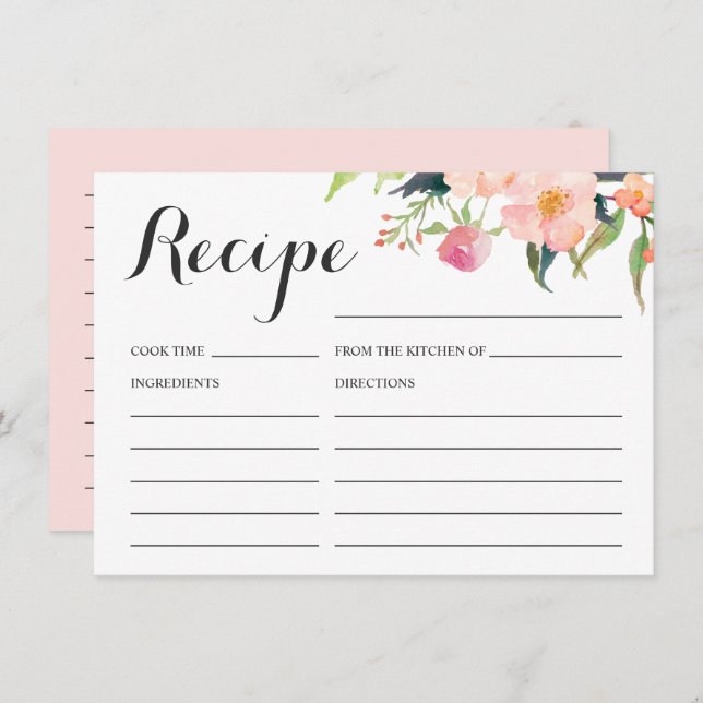 Cartão de Receita de Chá de Noiva Floral Botânico (Frente/Verso)