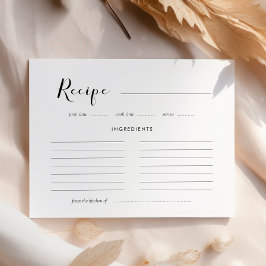 Cartão de receita de chá de noiva preto e branco e