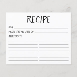 Cartão de Receita de Chá de Noiva Simples Moderno