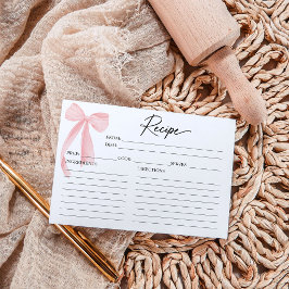 Cartão de Receita de Chá de Panela com Laço Rosa