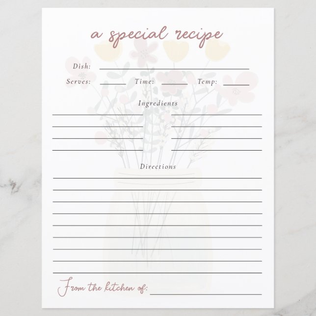 Cartão de Receita de Chá de panela de Flor Selvage (Frente)