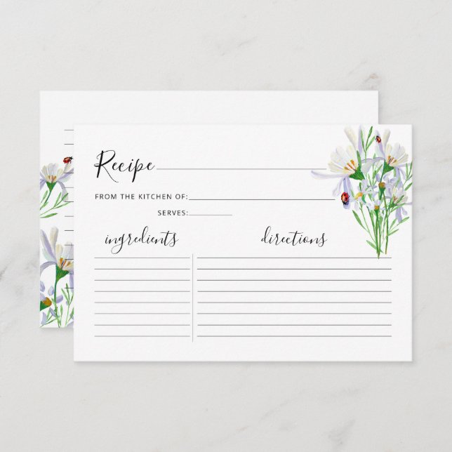 Cartão de Receita de Chá de panela de Flor Selvage (Frente/Verso)