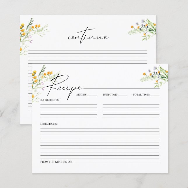 Cartão de Receita de Chá de panela de Flores Selva (Frente/Verso)