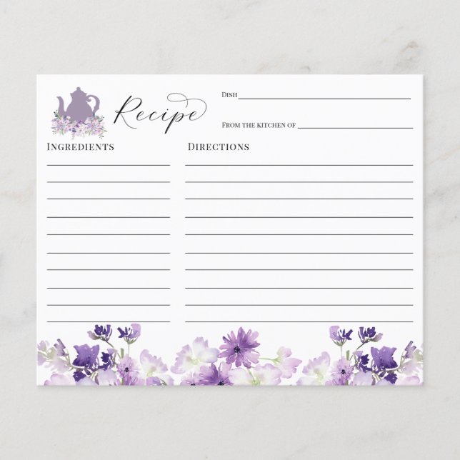 Cartão de receita de chá de panela de noiva (Frente)