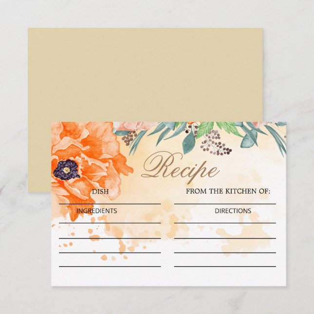 Cartão de receita de chá de panela de Poppies (Frente/Verso)