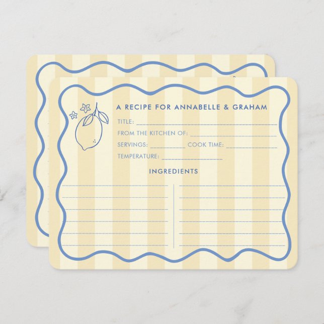 Cartão de Receita de Chá de panela Limões de Borda (Frente/Verso)