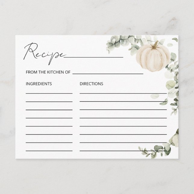 Cartão de Receita de Chá de panela Pumpkin Apaixon (Frente)