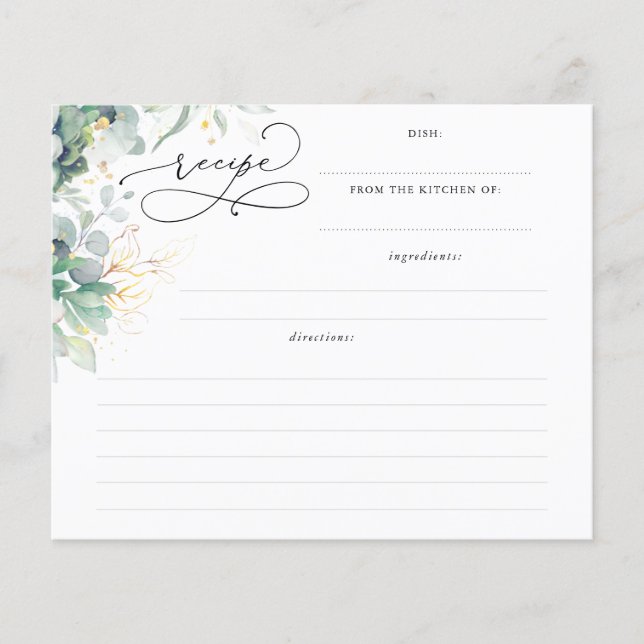 Cartão de Receita de Chá de panela Verde Dourado S (Frente)