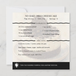 Cartão de Receita de Cheesecake de Oreo sem Forno