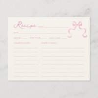 Cartão de Receita de Chuveiro de Noiva com Laço De