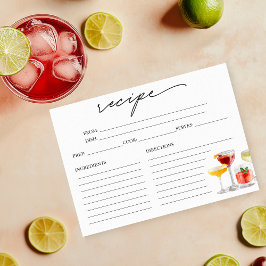 Cartão de Receita de Coquetel Adorável para Chá de
