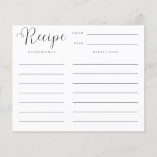 Cartão de Receita de Cozinha para Chá de Panela