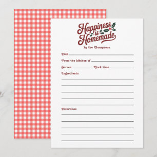 Cartão de Receita de Férias Gingham Happiness is H