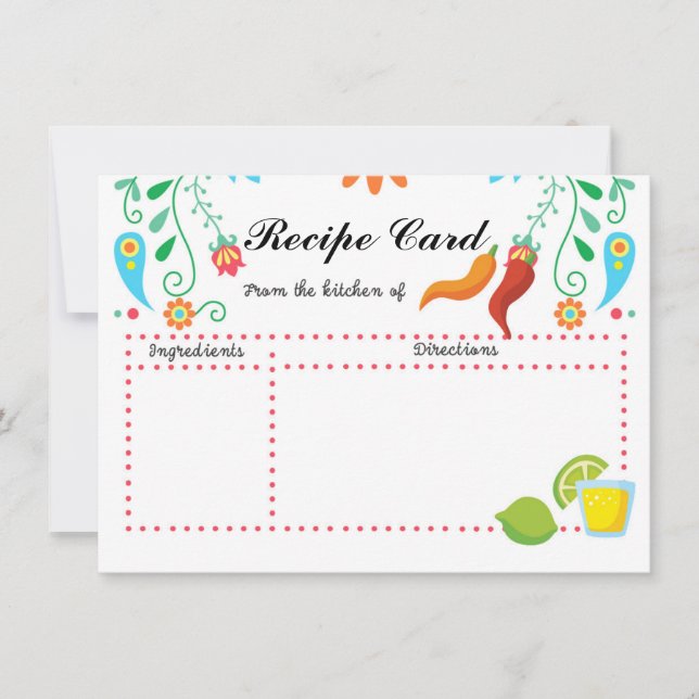 Cartão de Receita de Fiesta Mexicano (Frente)