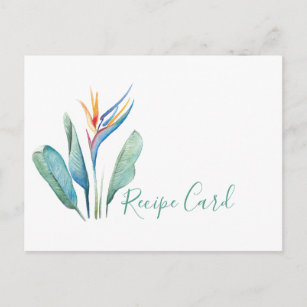 Cartão de Receita de Flor Tropical Watercolor