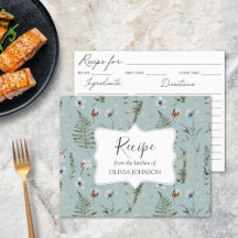 Cartão de Receita de Folhas Florais Botânicas da F