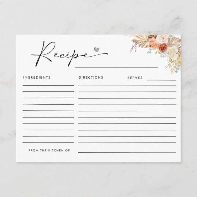 Cartão de Receita de Grama de Pampas de Arco de Qu (Frente)