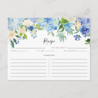 Cartão de Receita de Hydrangeas Azul e Púrpura