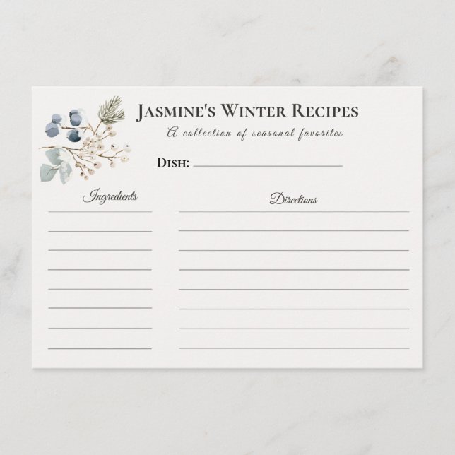 Cartão de Receita de Inverno – Material de Escritó (Frente)