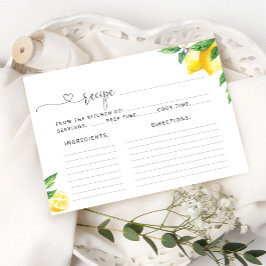 Cartão de receita de limões de aquarelas