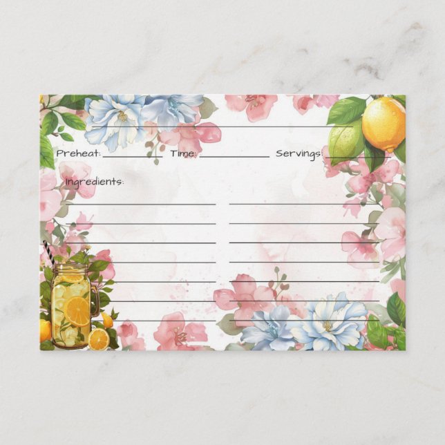 Cartão de Receita de Limonada Rosa (Frente)