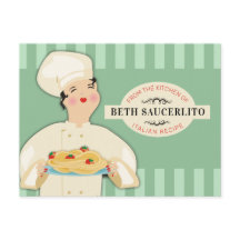 Cartão de receita de livros de cozinha de cozinhei