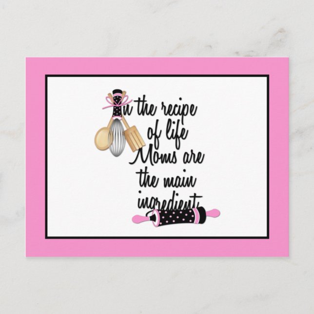 Cartão de Receita de Mãe Rosa e Preta (Frente)