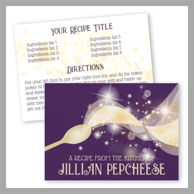 Cartão de receita de manutenção de cozinhar de col (Criador carregado)