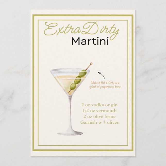 Cartão de Receita de Martini Sujo (Frente)