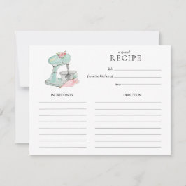 Cartão de receita de misturador de bolo aquarela r