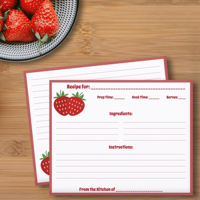 Cartão de Receita de Morango (Strawberry Recipe Card)