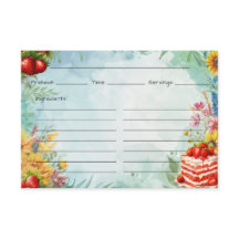 Cartão de Receita de Morango Doce