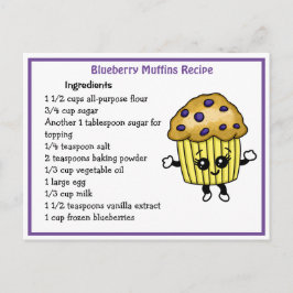 Cartão de Receita de Muffins de Blueberry