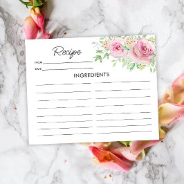Cartão de Receita de Rosas Cor-de-Rosa Elegantes