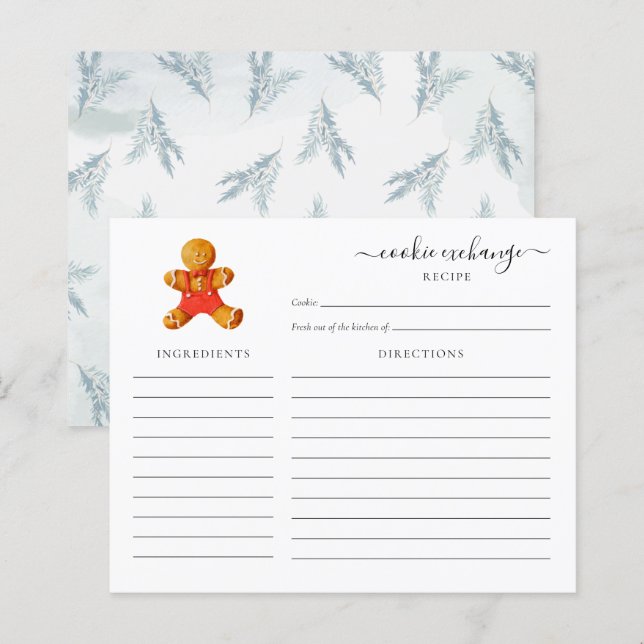 Cartão de Receita de Troca de Cookie de Férias de  (Frente/Verso)