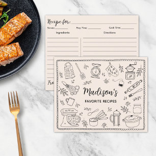 Cartão de Receita de Utensílios de Cozinha Desenha