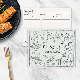 Cartão de Receita de Utensílios de Cozinha Desenha
