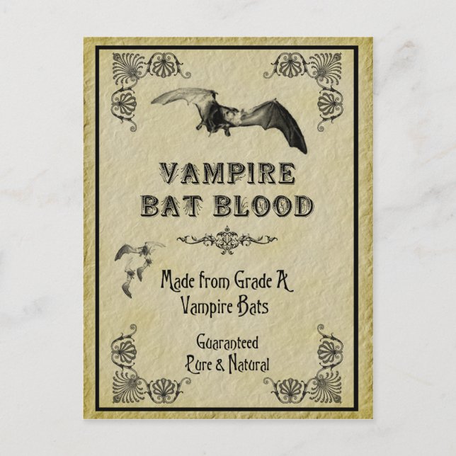 Cartão de Receita de Vampiro Bat Halloween (Frente)
