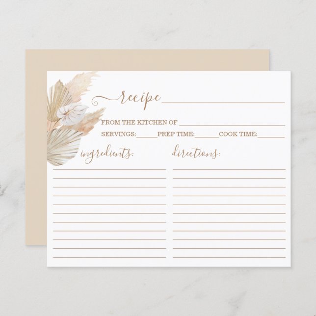 Cartão de receita de vassoura Pampas Grass (Frente/Verso)