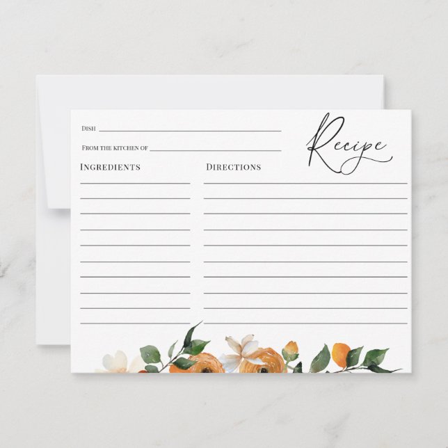 Cartão de Receita do Chá de panela Blossomo Laranj (Frente)