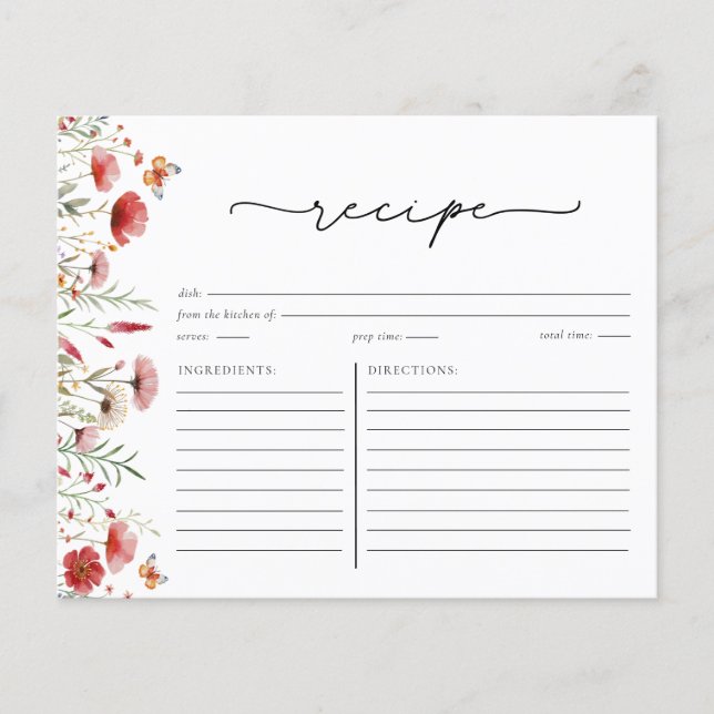 Cartão de Receita do Chá de panela de Flor Selvage (Frente)