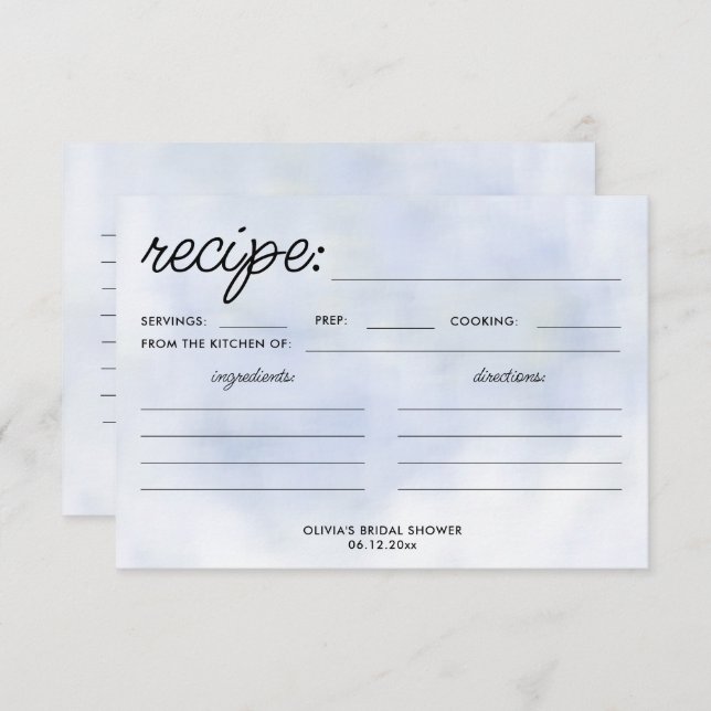 Cartão de Receita do Chá de panela do Céu Azul Clo (Frente/Verso)