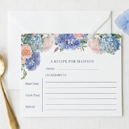 Cartão de Receita do Chá de panela Hydrangea Azul