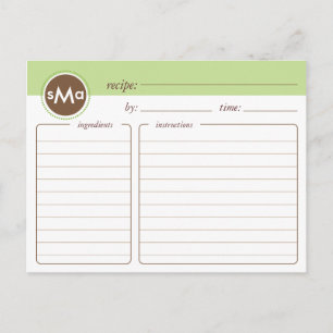 Cartão de Receita do Chá de panela Monograma