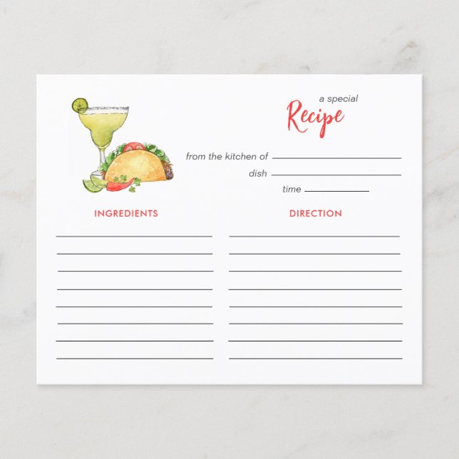 Cartão de receita do Chá de panela Taco e Tequila (Frente)