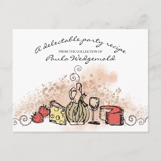 cartão de receita do janto de vinho de fruta de qu (Frente)