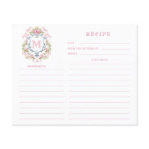 Cartão de Receita do Monograma Floral de Festa do 