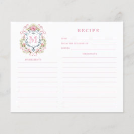 Cartão de Receita do Monograma Floral de Festa do 